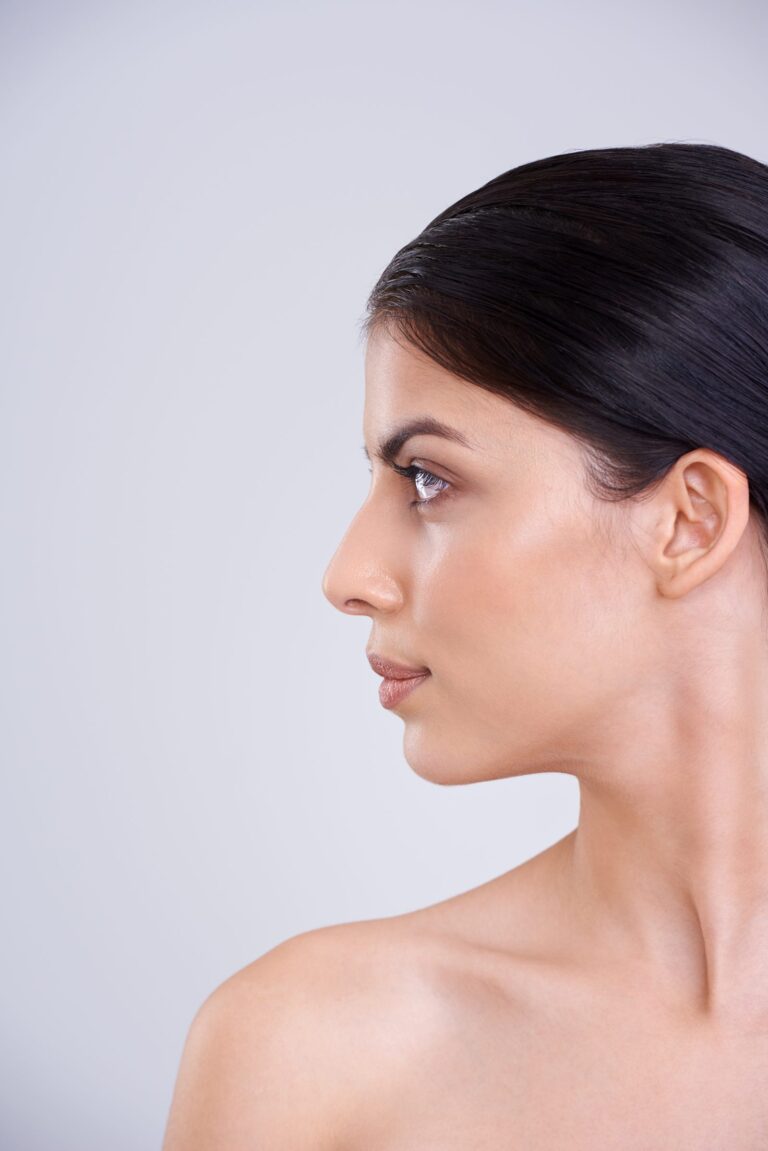Profile view showing chin, jaw and lips