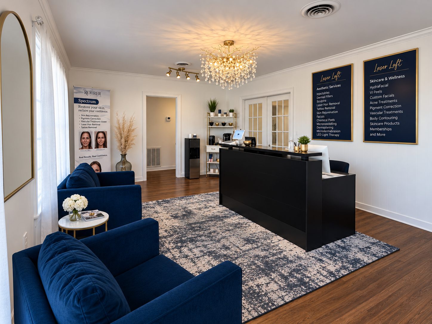 The front desk and lobby at Laser Loft Denton